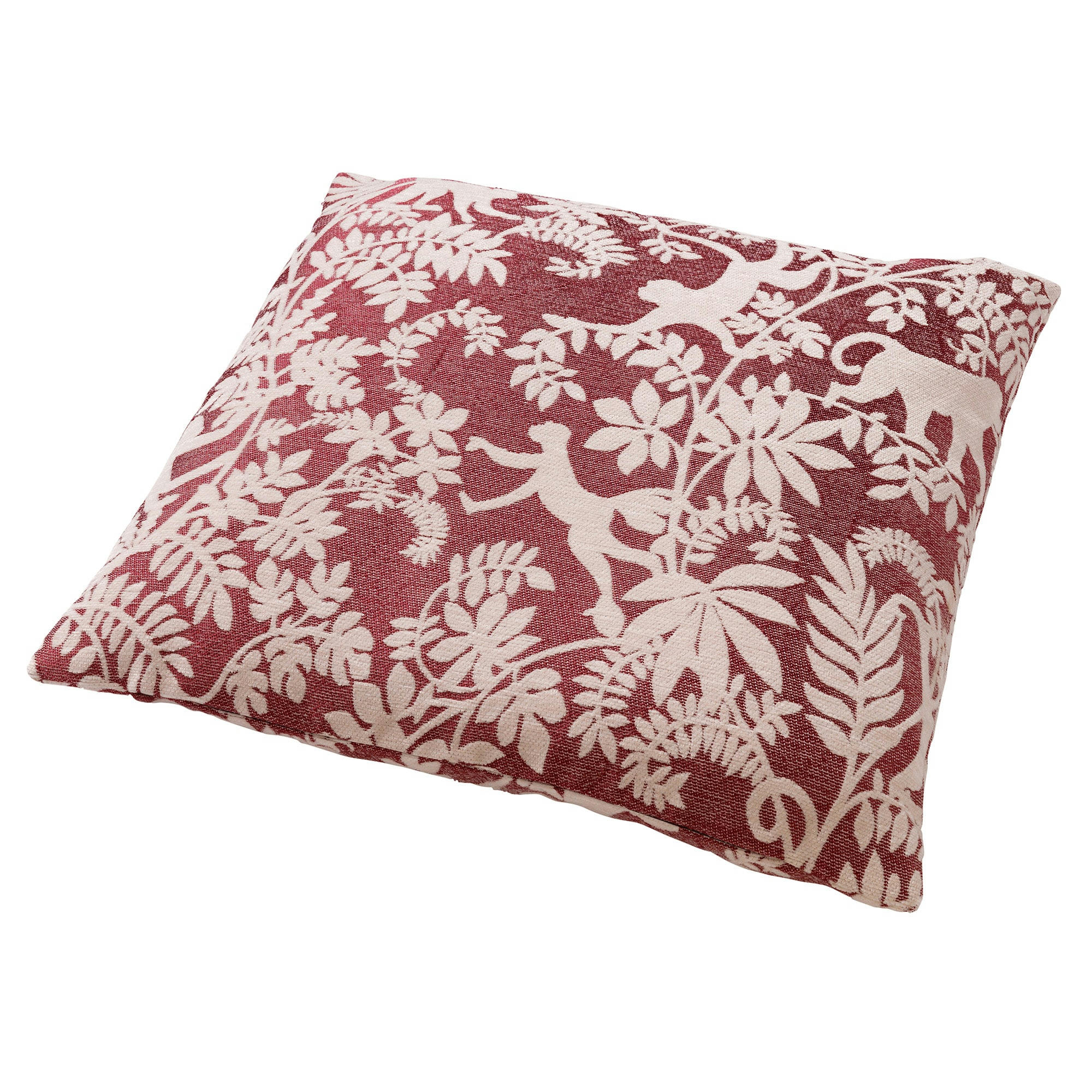 ABU - Coussin - rouge en coton 45x45 cm avec motif fleuri