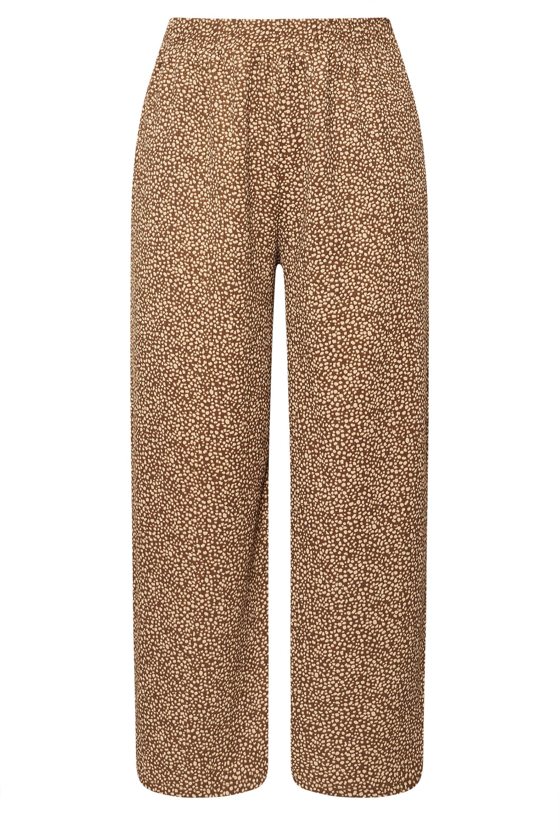 Yours Spot Print Textured Wide Leg Trousers