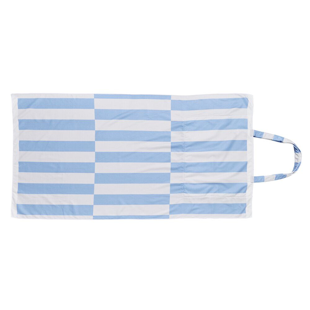 Serviette de plage avec sac intégré 2en1 polyester rayé blanc et bleu 90x164cm