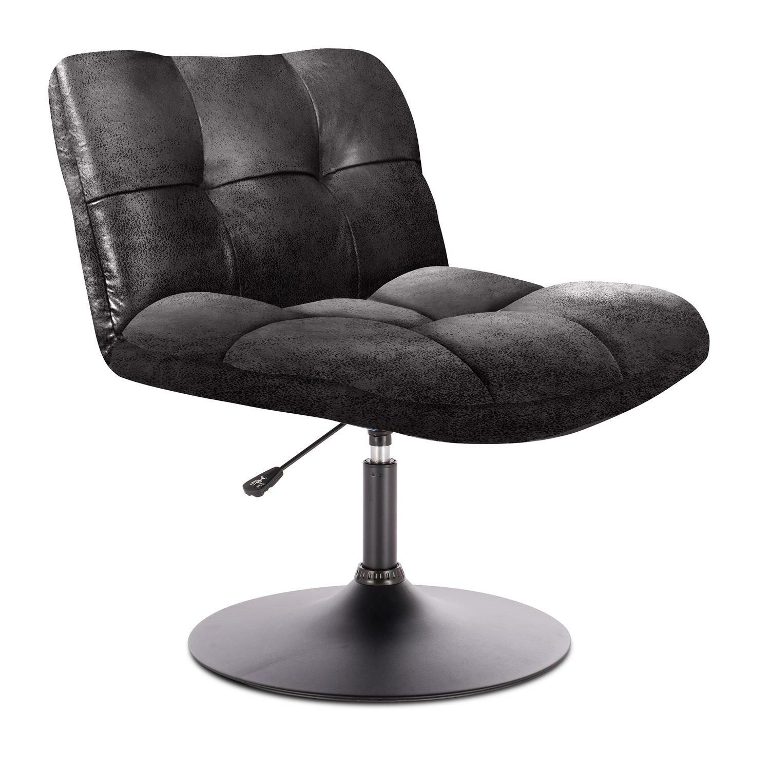 FOTEL OBROTOWY Anton czarny w stylu vintage PU regulowany