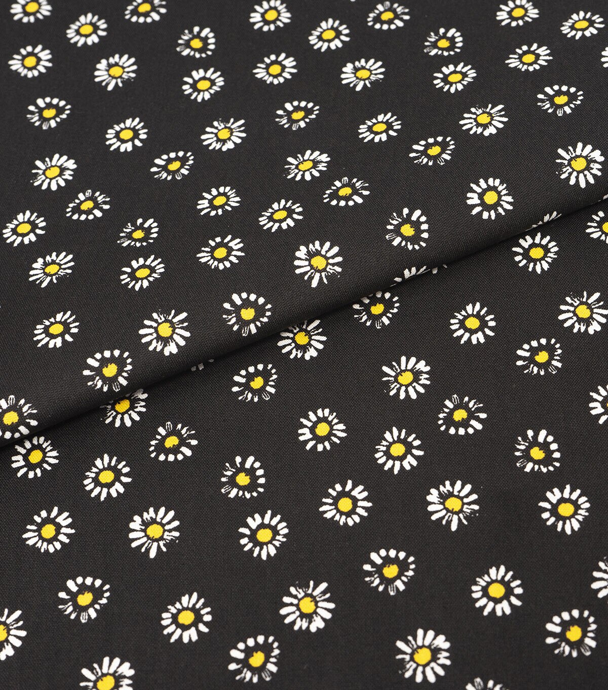 Daisies on Black Cotton Fabric by Keepsake Calico