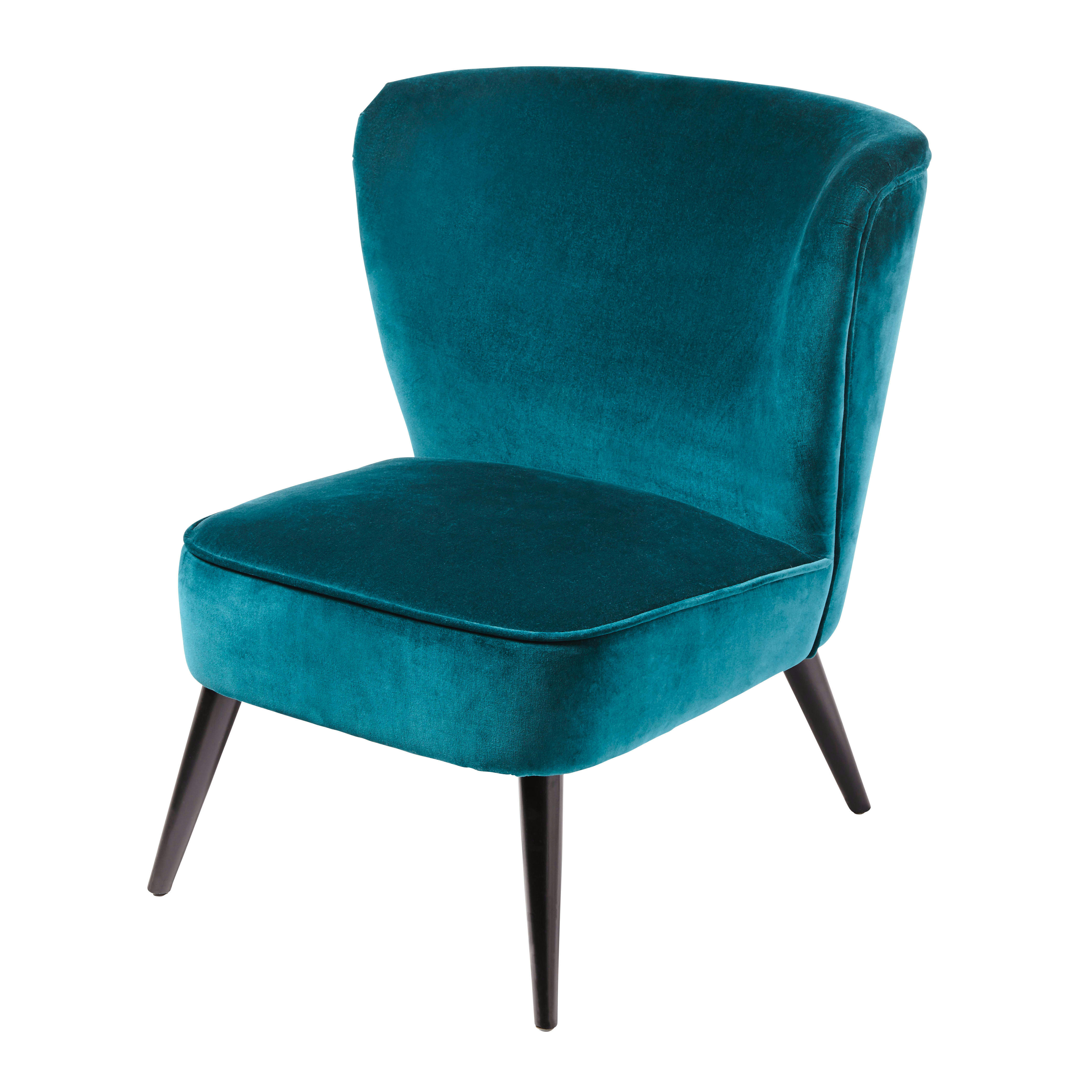 Palm - Fauteuil en velours de polyester recyclé bleu pétrole