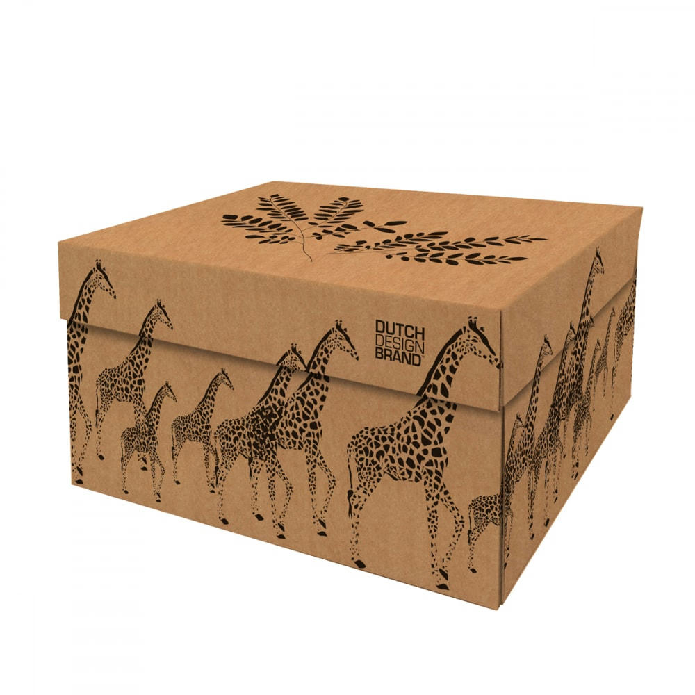GIRAFFES - Boite de rangement carton beige 39,5x32x21cm