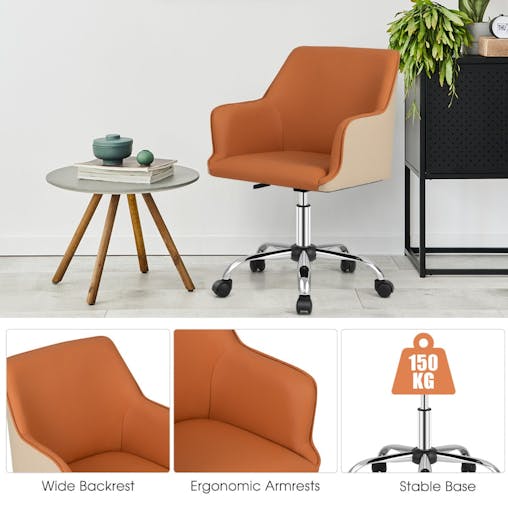 NNECW PU Swivel Home Office Chair with Adjustable Height & Ergonomic Design