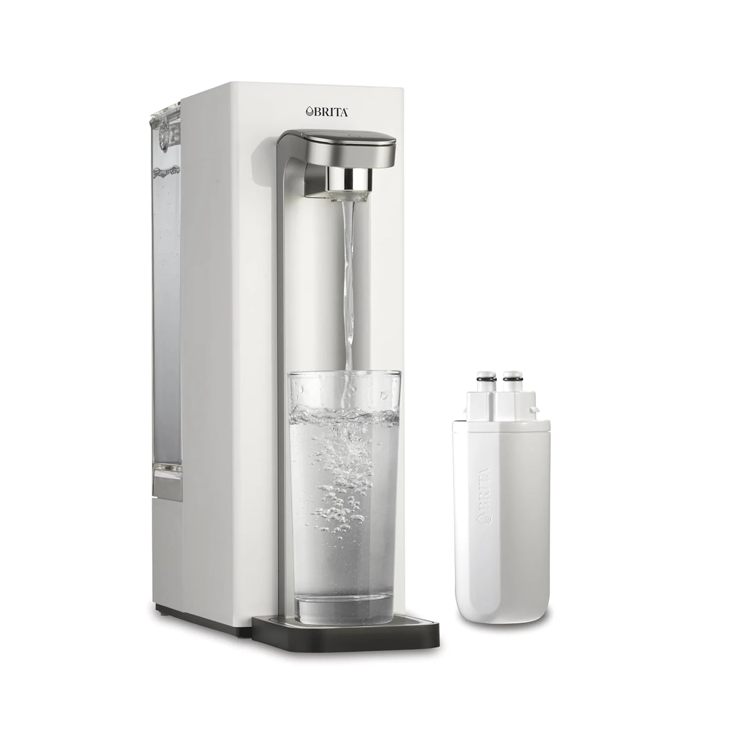 Instant Powerful Countertop Water Filter System, Corded Electric ,12 Cup Water Reservoir, Includes 6 Month Carbon Block Filter, White, 87340(Compact Water Filter System)
