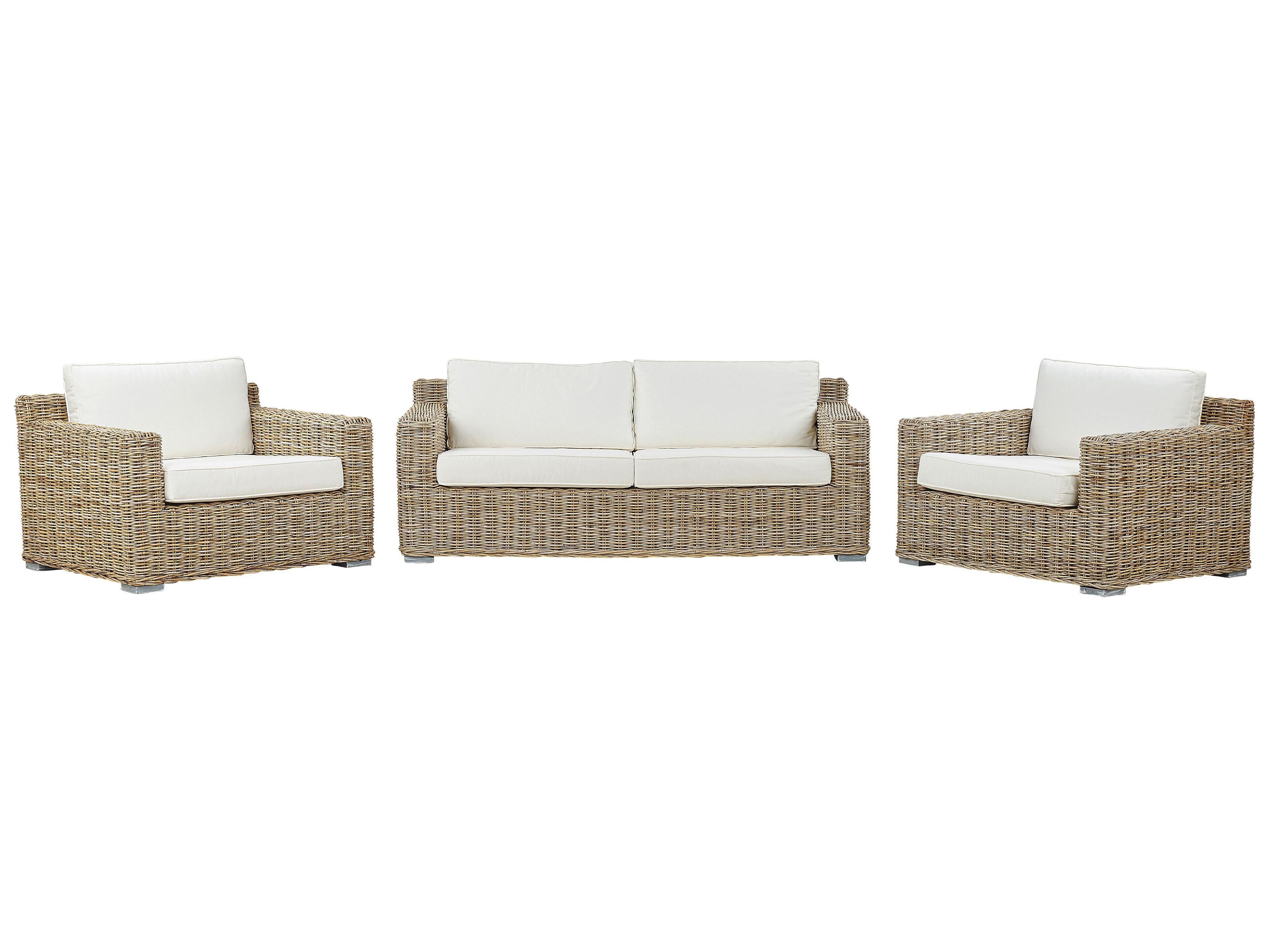 Garden Sofa Set 4 Seater ARDEA Rattan Light Brown