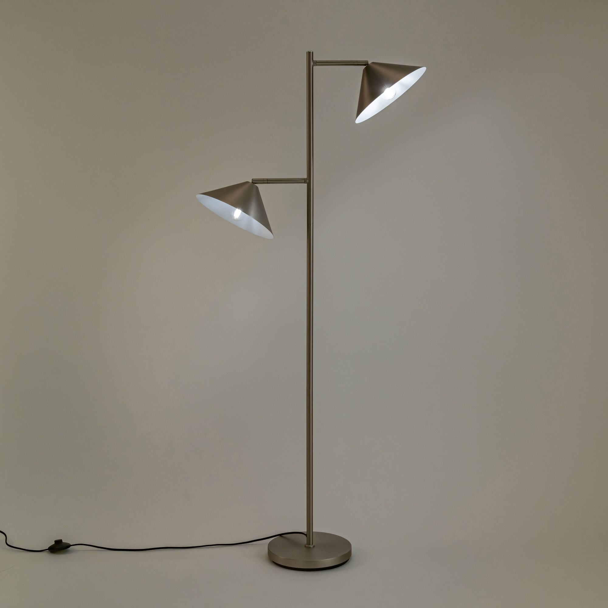 RAVENNE - Lampadaire électrifié avec liseuse H150cm - argenté brossé