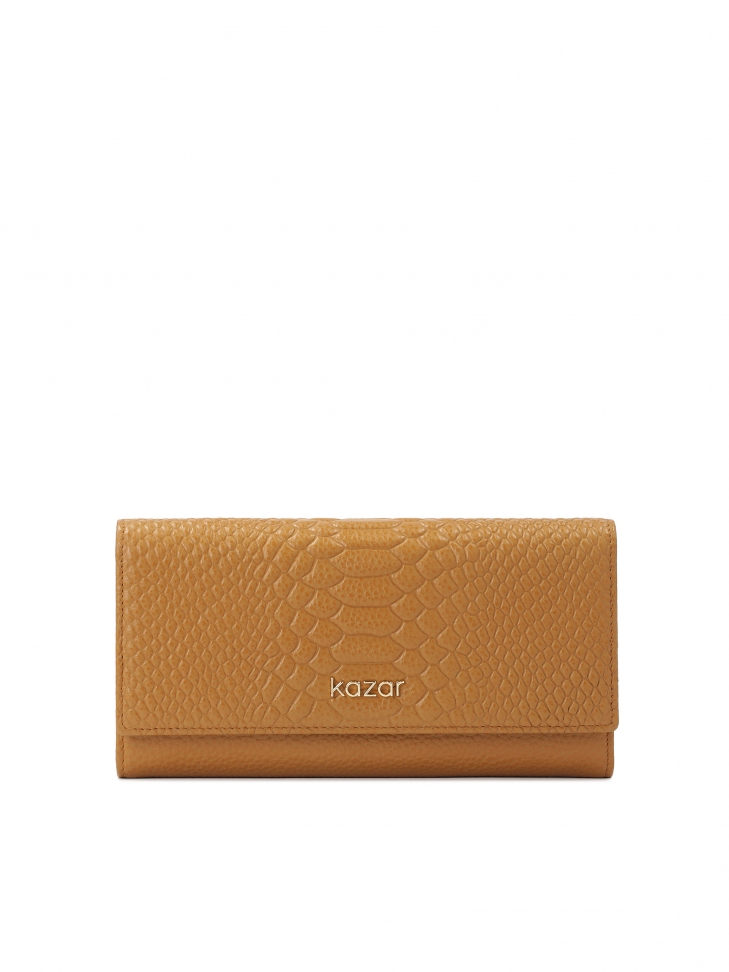 Light brown wallet with embossed pattern