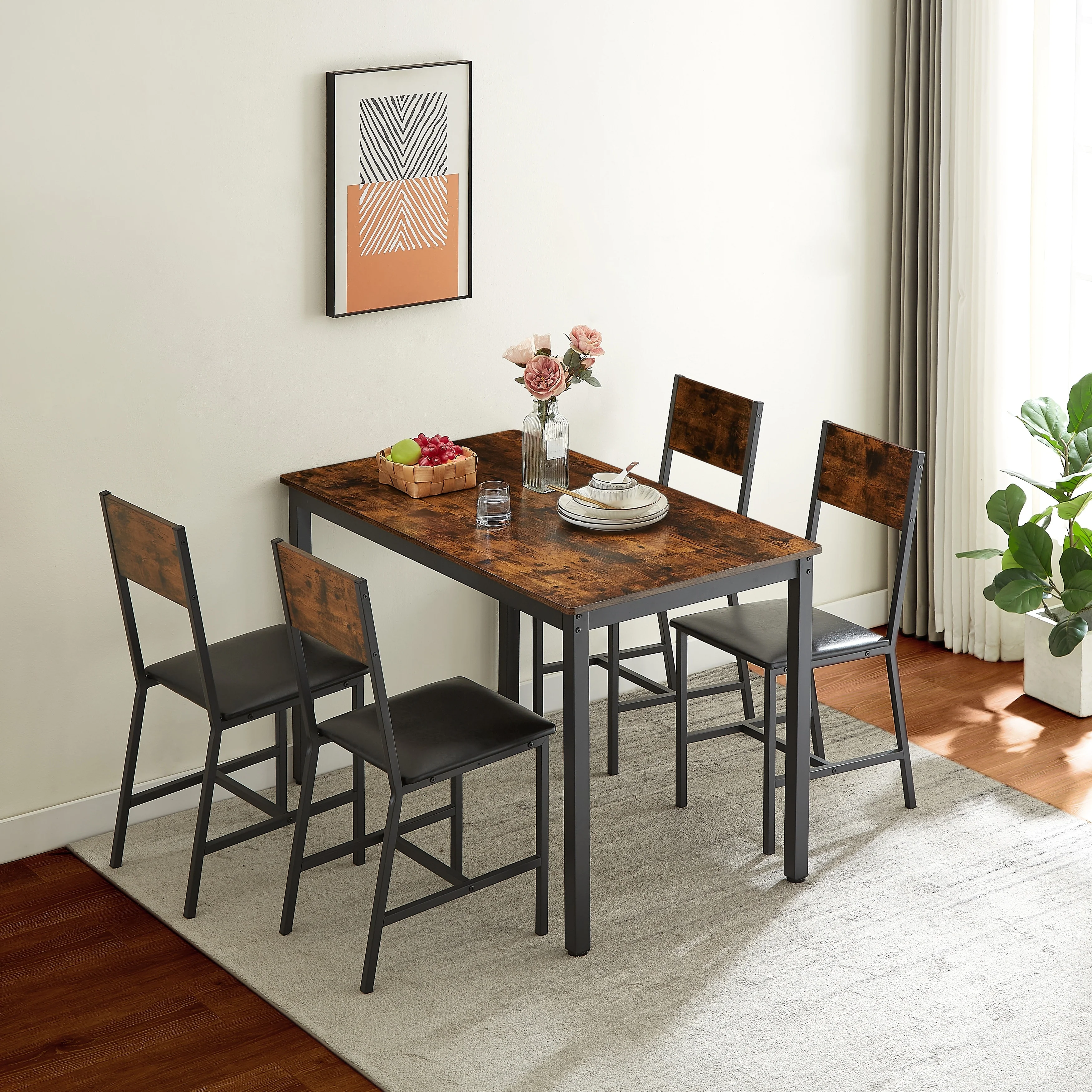5-Piece Rustic Dining Table and Chair Set