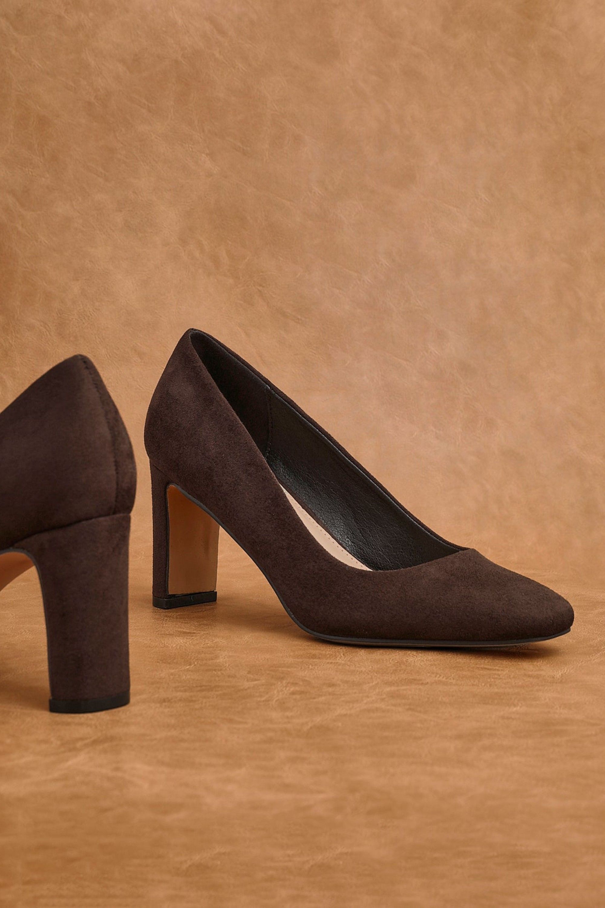 Linzi Agenda Brown Faux Suede Modern Style Court Heel
