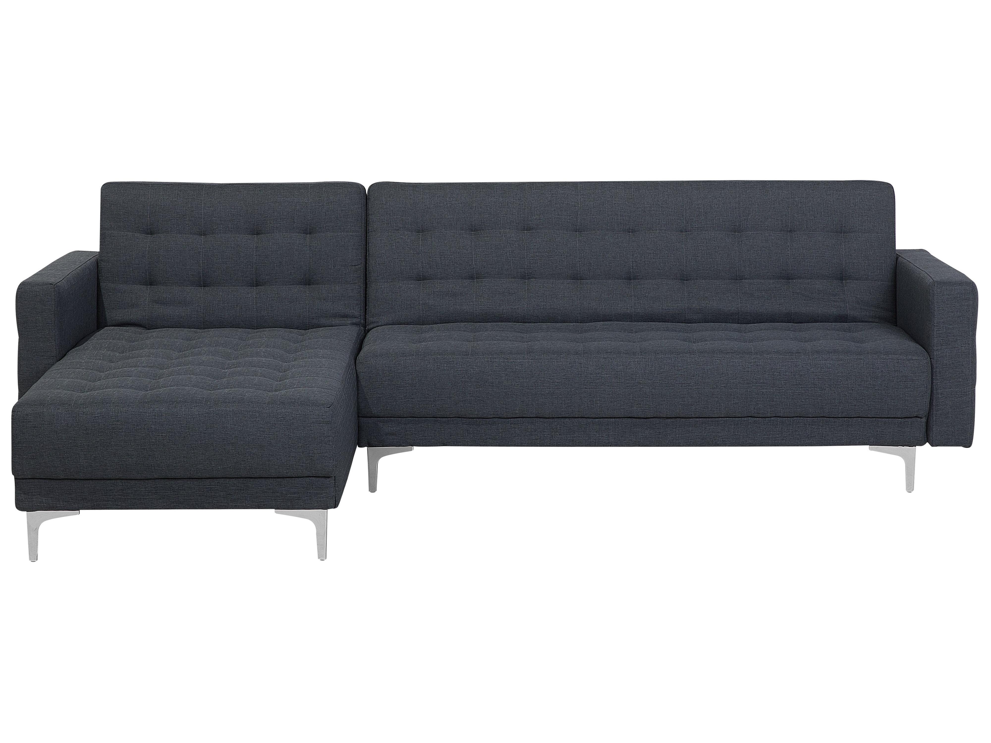 Modular Corner Sofa Bed 4 Seater ABERDEEN Fabric Dark Grey Right Hand