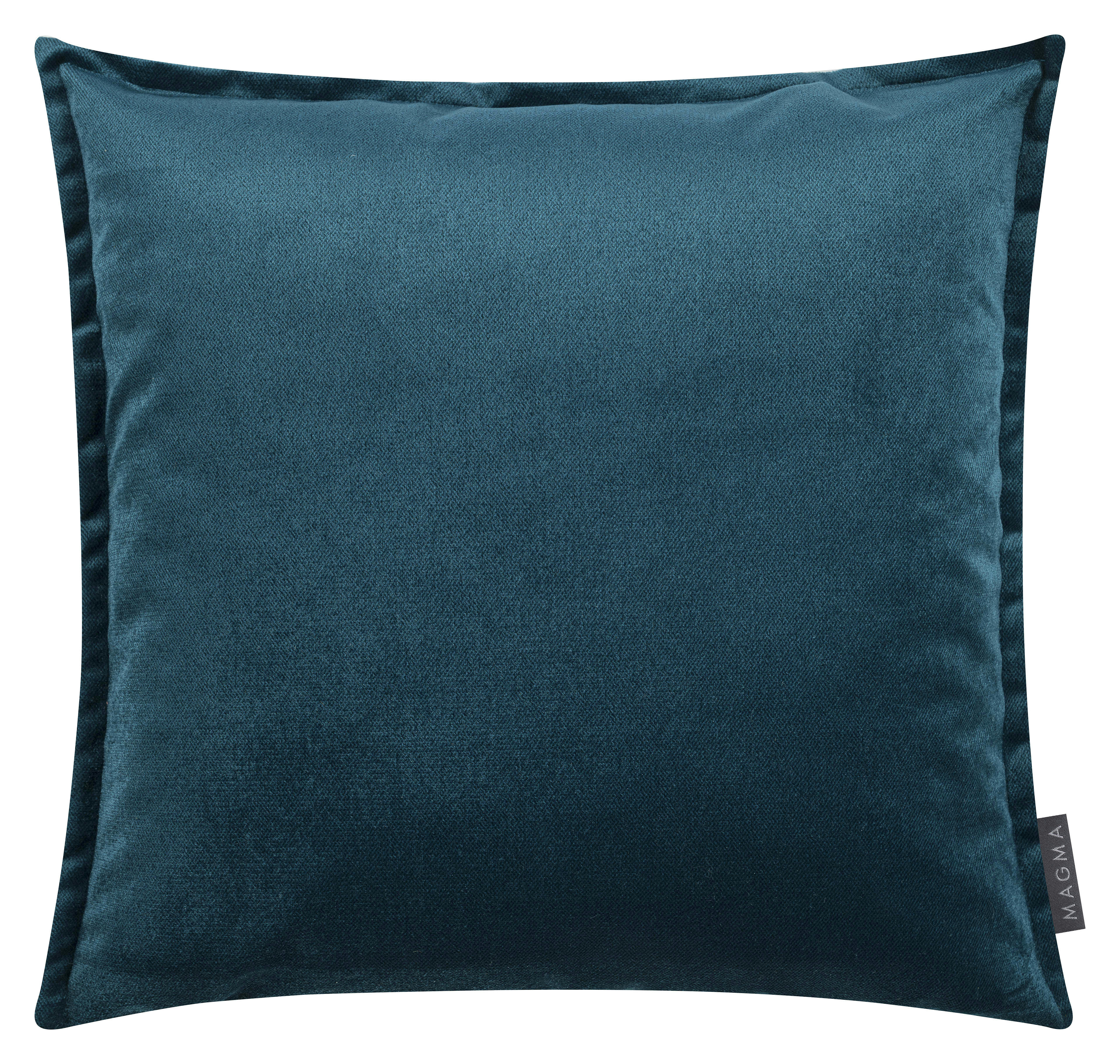 MARLA - Housses de coussin velours avec volant piqué bleu  45x45-Lot de 2