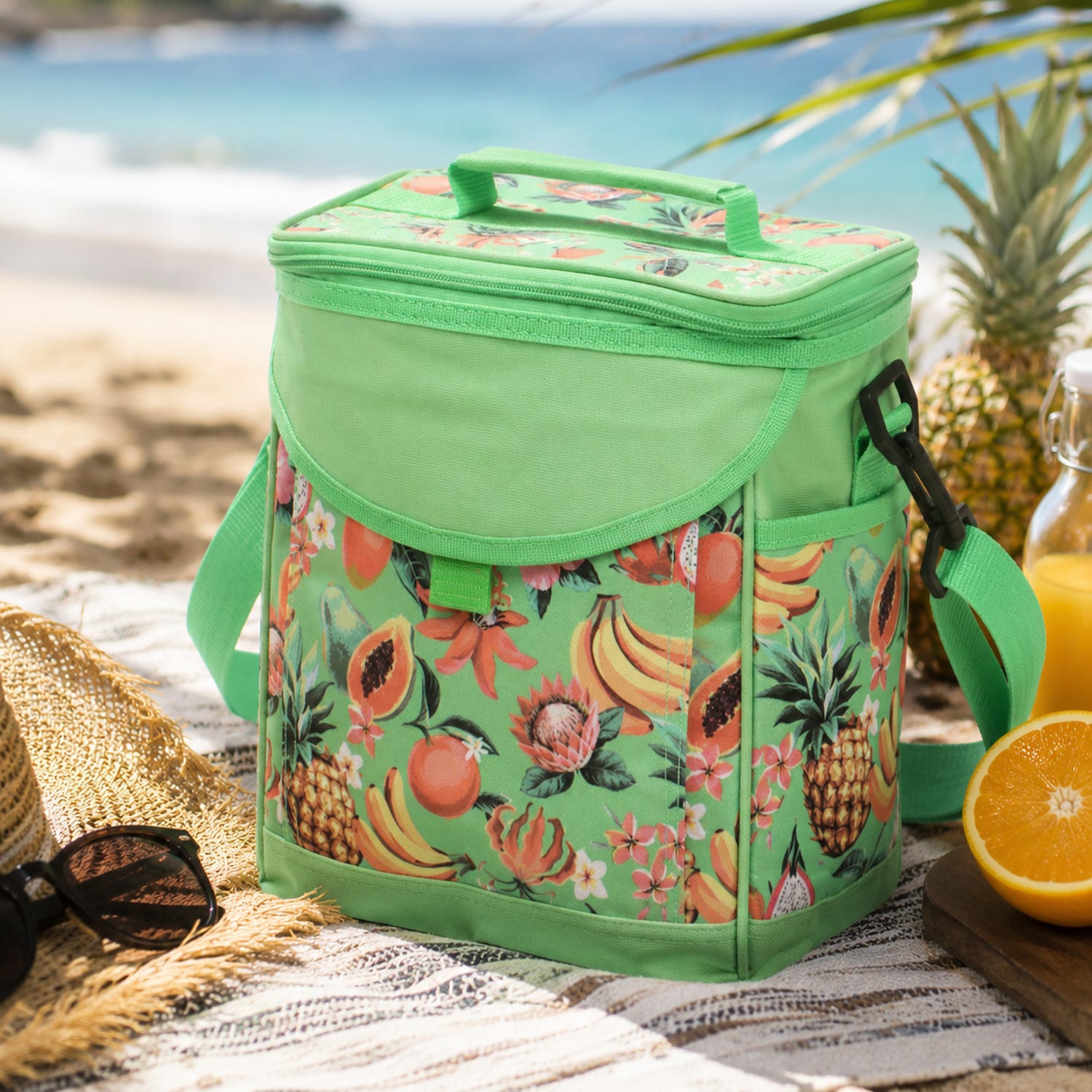 Borsa termica Tropical con tracolla, in poliestere, capacità 9 litri, da 27,5X31,5 cm