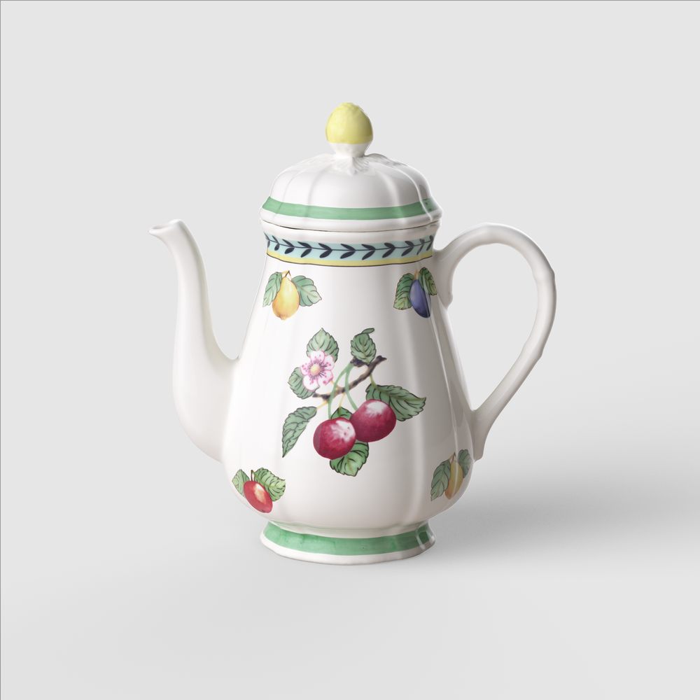 French Garden Coffee pot - Multi-colored, 37.2 oz, Premium Porcelain