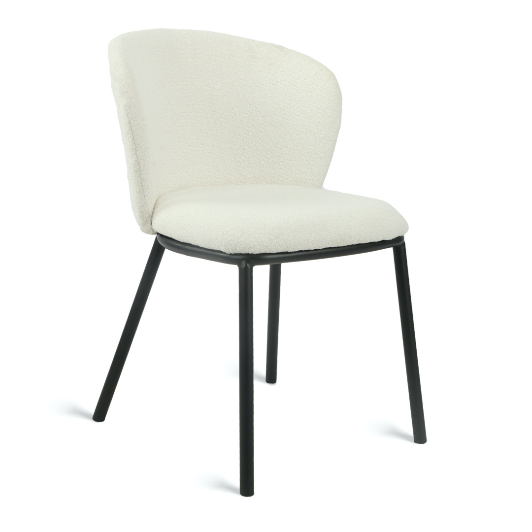 by fonQ Plush Eetkamerstoel - Bouclé - Crème