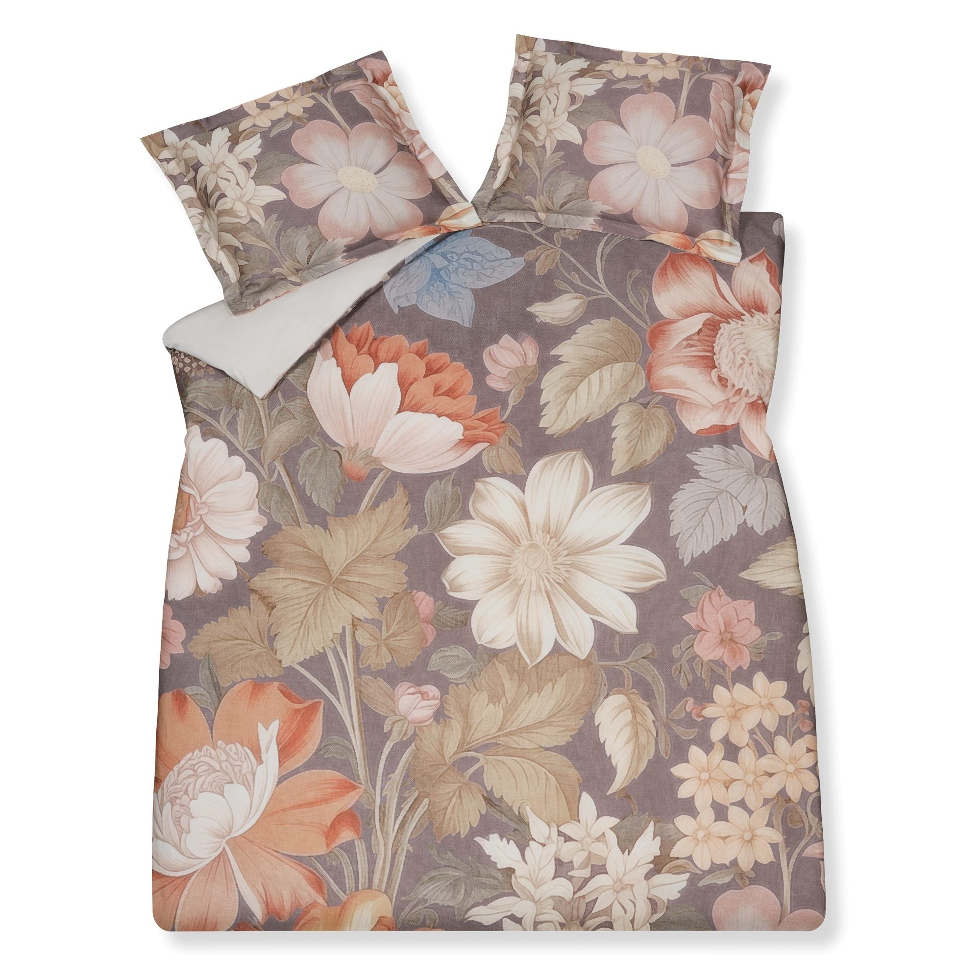 Vintage Bloom Dekbedovertrek   200 x 200 220 cm   Bruin   Satijnkatoen