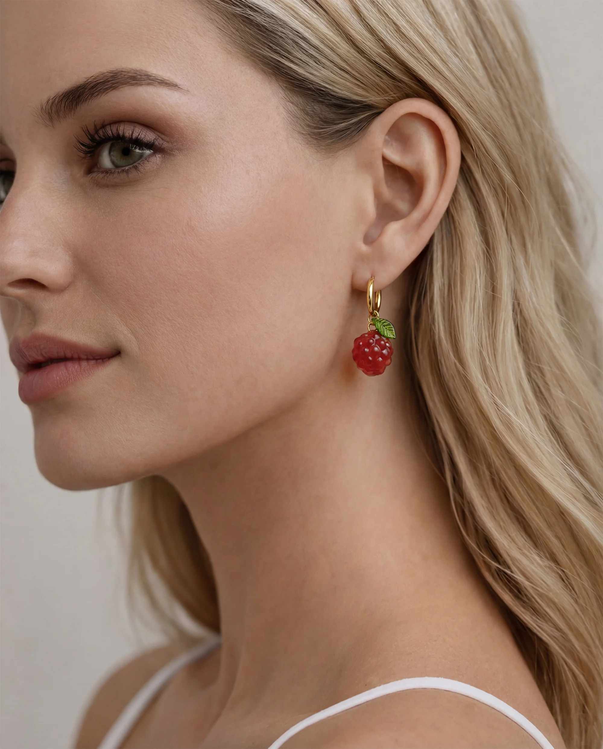 Harvest — Jade Stone Charm Earrings in Raspberry