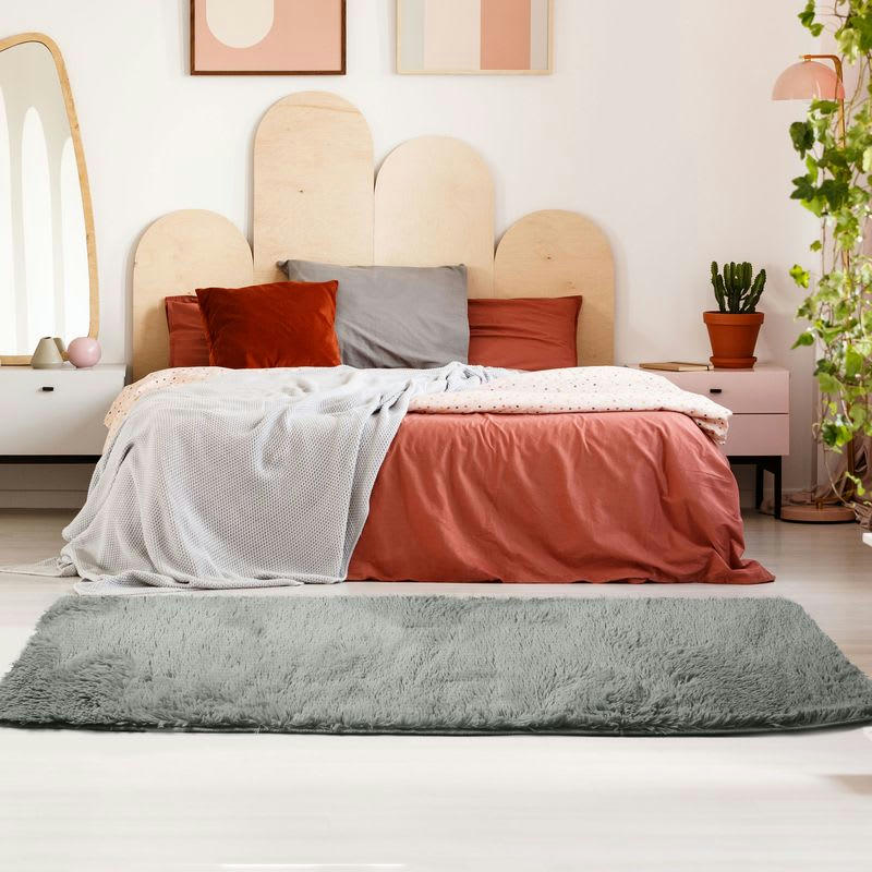 NEO - Tapis lavable à base fine et souple extra doux gris clair 80x180