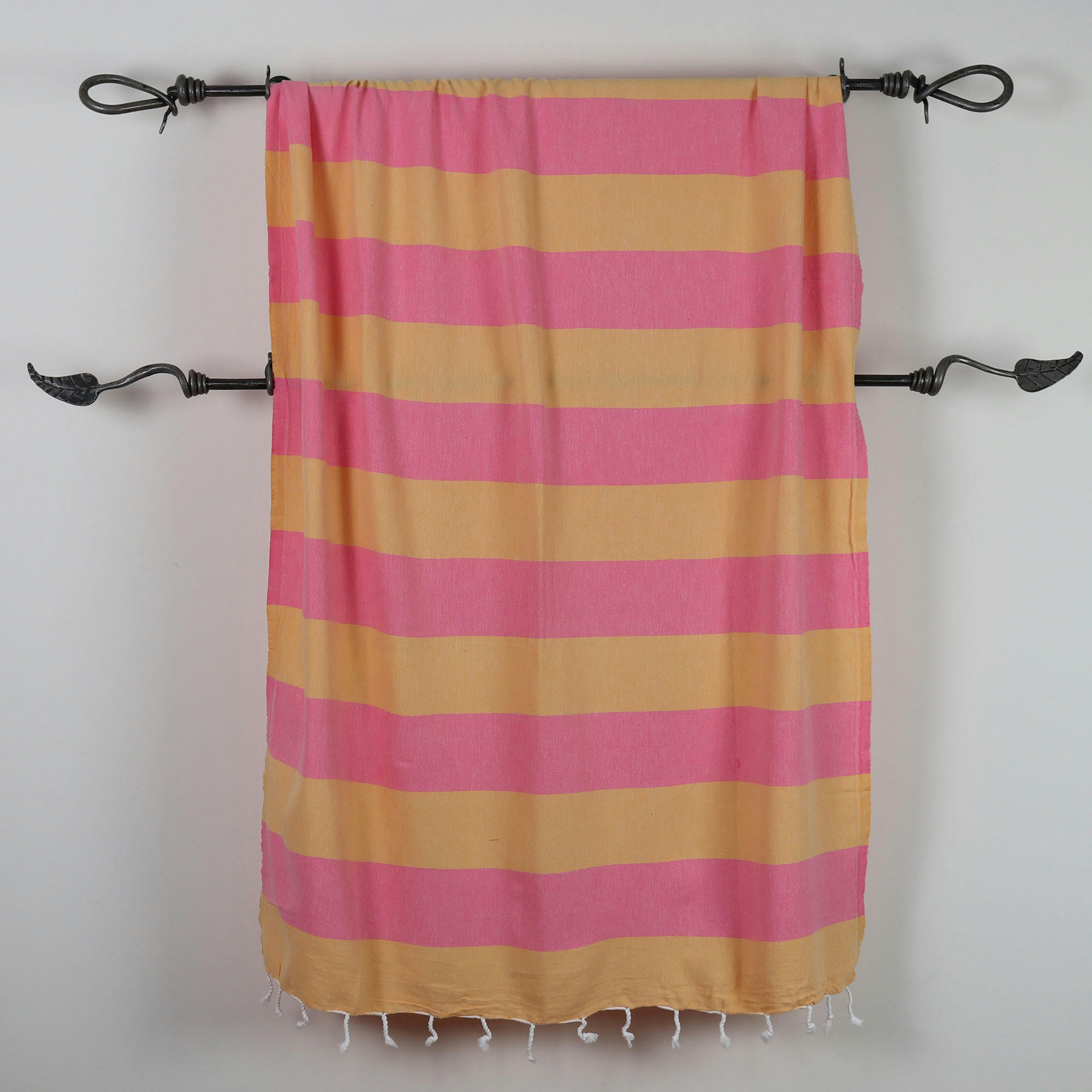 - Fouta en coton avec franges rouille et orange 100x160cm