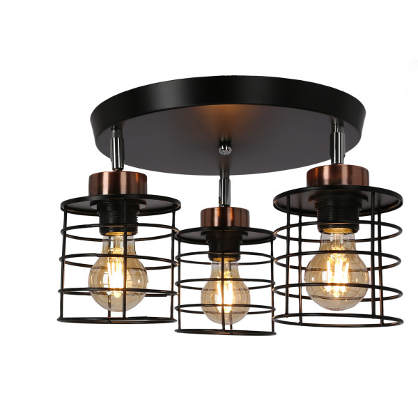 Lampa sufitowa czarna GLOB 3xE27x40W wym: 18x37x37 cm Candellux