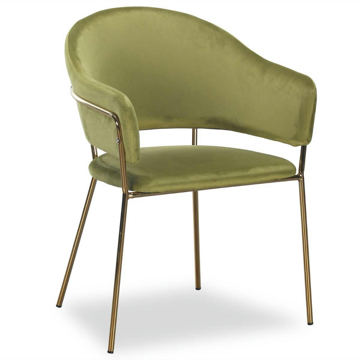 ULRICK - Lot de 2 chaises/fauteuils velours kaki