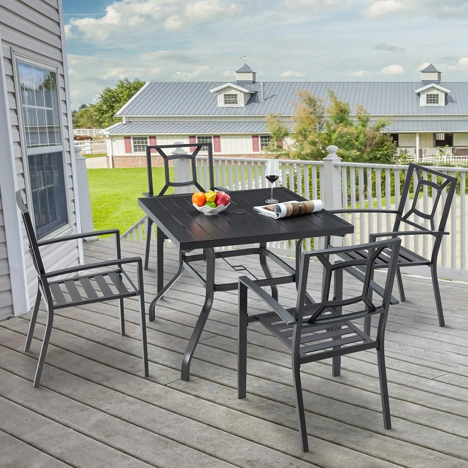 AECOJOY Outdoor Patio Dining Chairs, Stackable Arm Chairs(Set of 6)