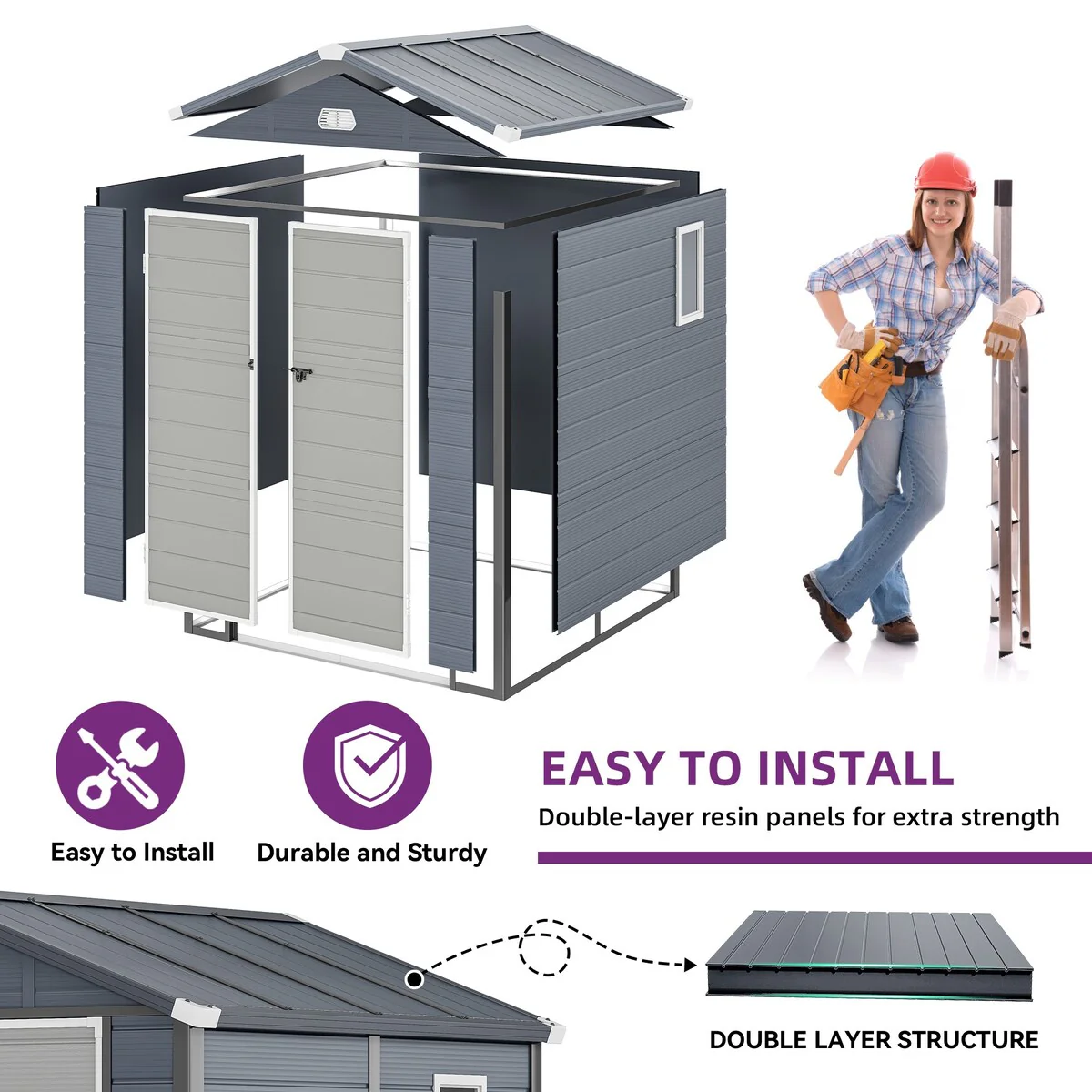 5.6 x 2.3 ft Lockable Outdoor Storage Shed