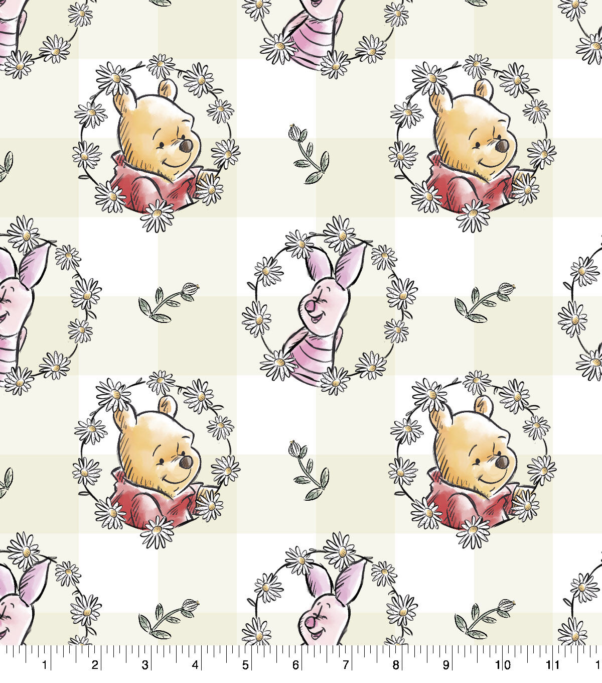 Disney Pooh Classic Cotton Fabric Piglet Check