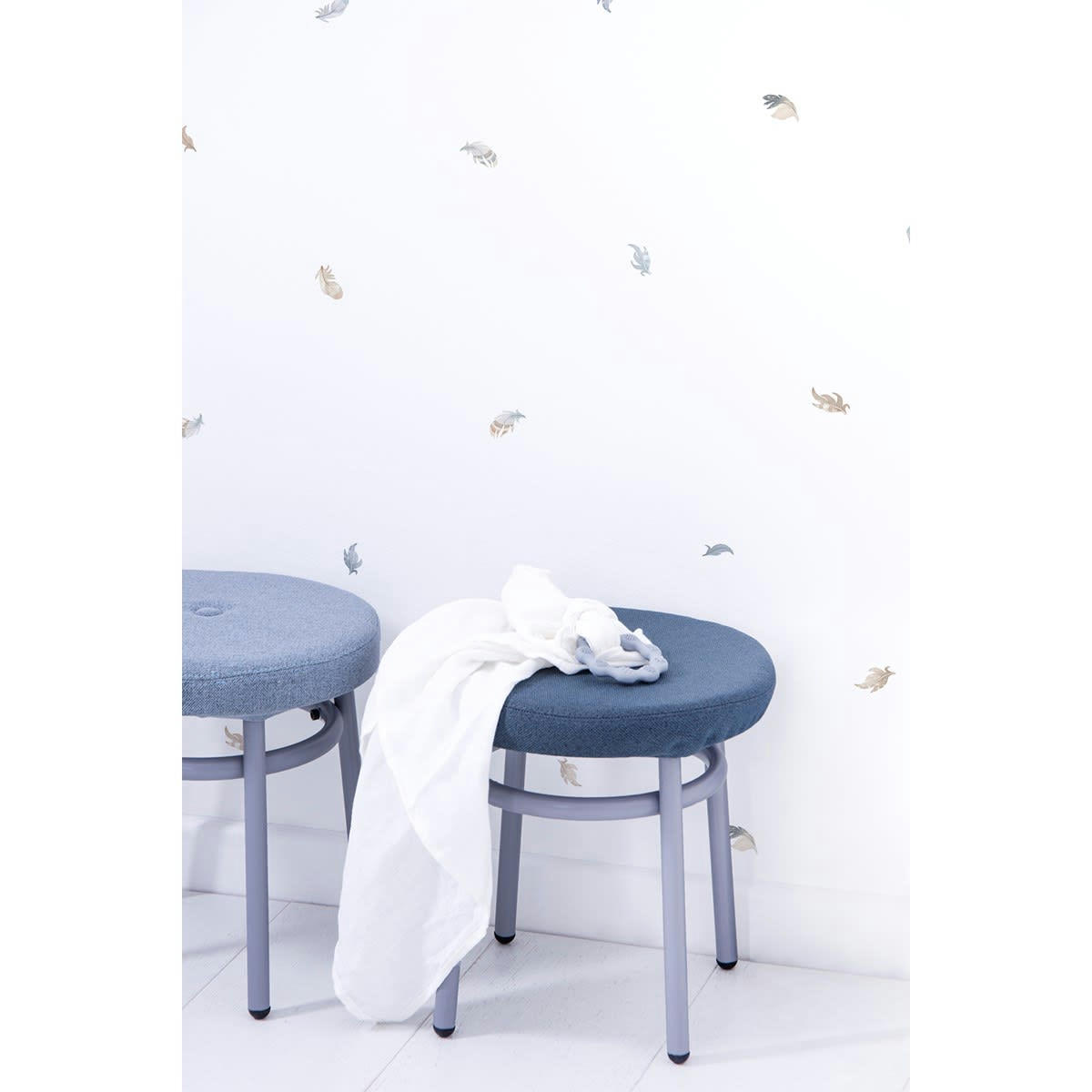 SELENE - Stickers muraux les plumes en vinyle mat bleu