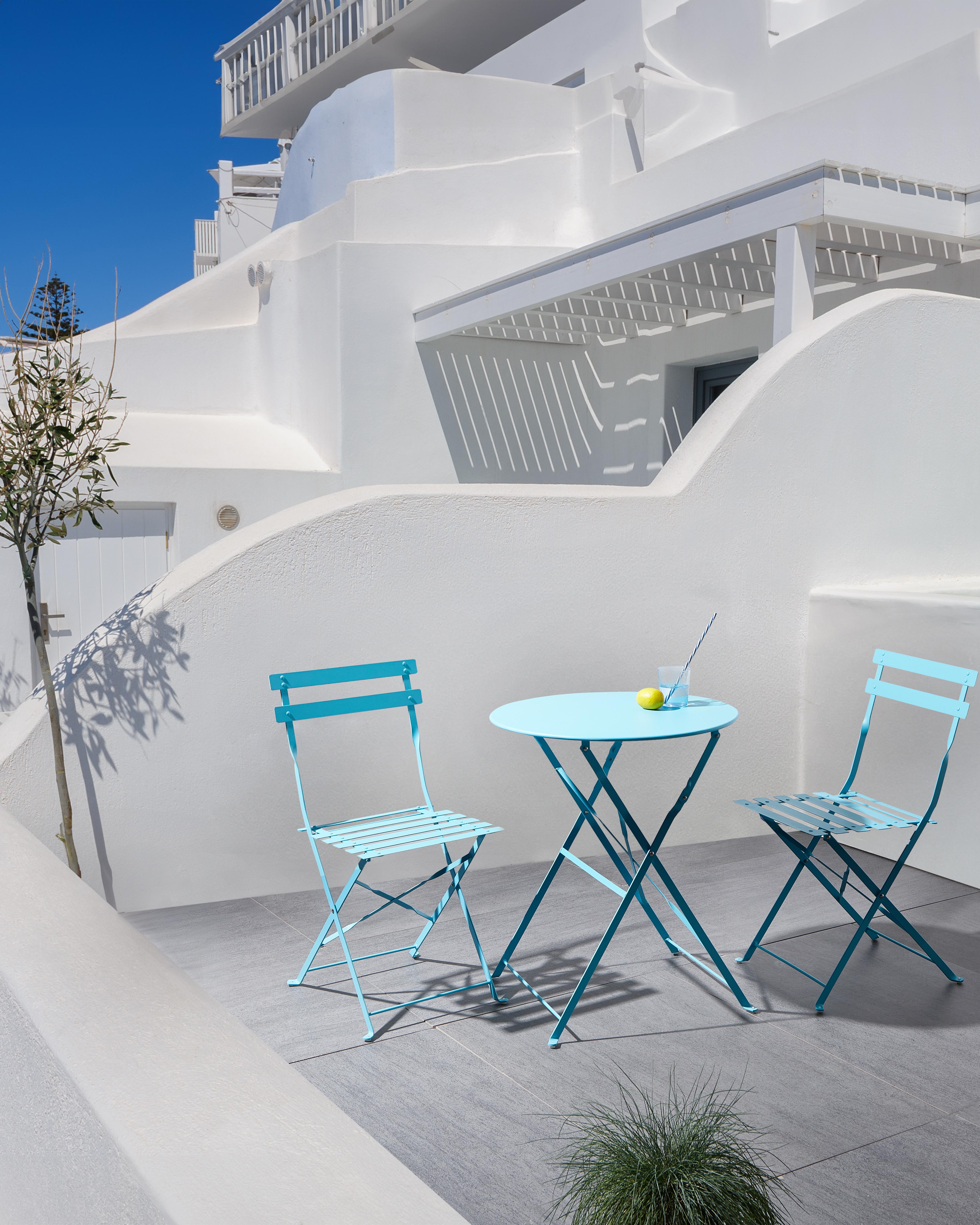 Bistro Set Folding FIORI Metal Turquoise
