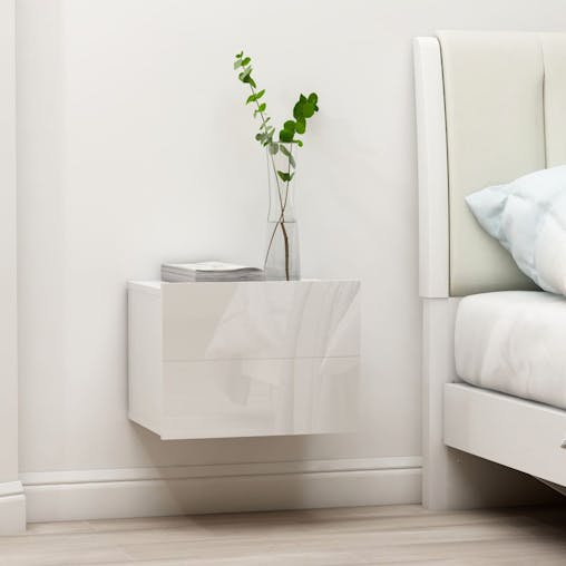NNEVL Bedside Cabinets 2 pcs High Gloss White 40x30x30 cm Chipboard