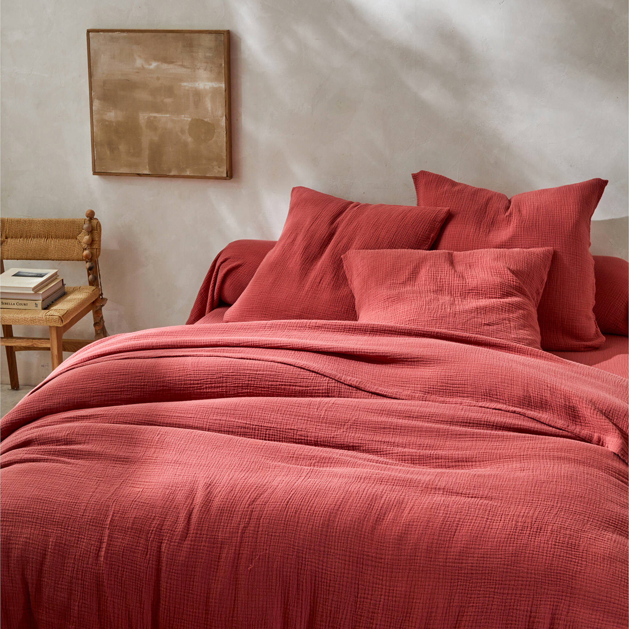 Linge de lit uni en triple gaze de coton