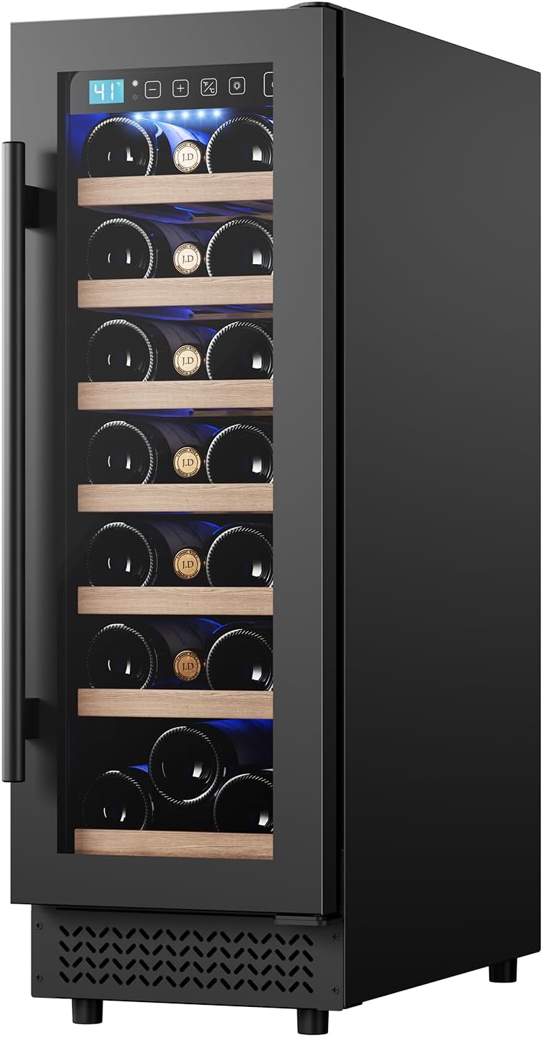 12 Wine Cooler Refrigerator 21 Bottle Wine Fridge Built-in or Freestanding with Double-Layer Tempered Glass Door Compressor quick cooling, Low Noise