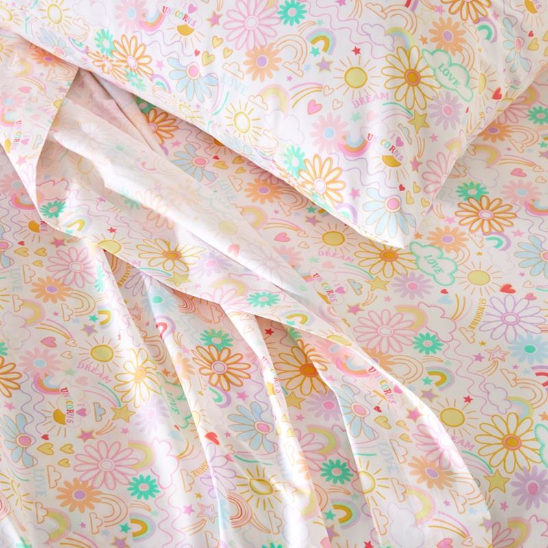 I Love Unicorns White Sheet Set