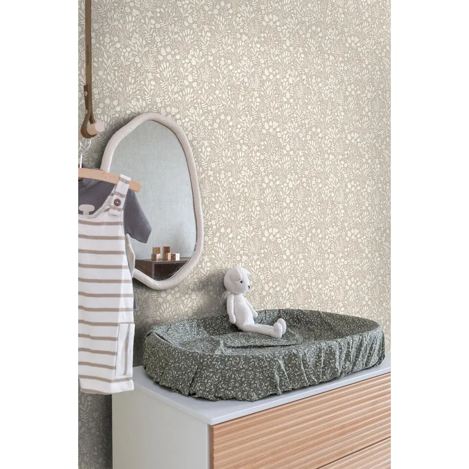 ESTAhome behang bloemetjes lichtbeige - 50 x 900 cm