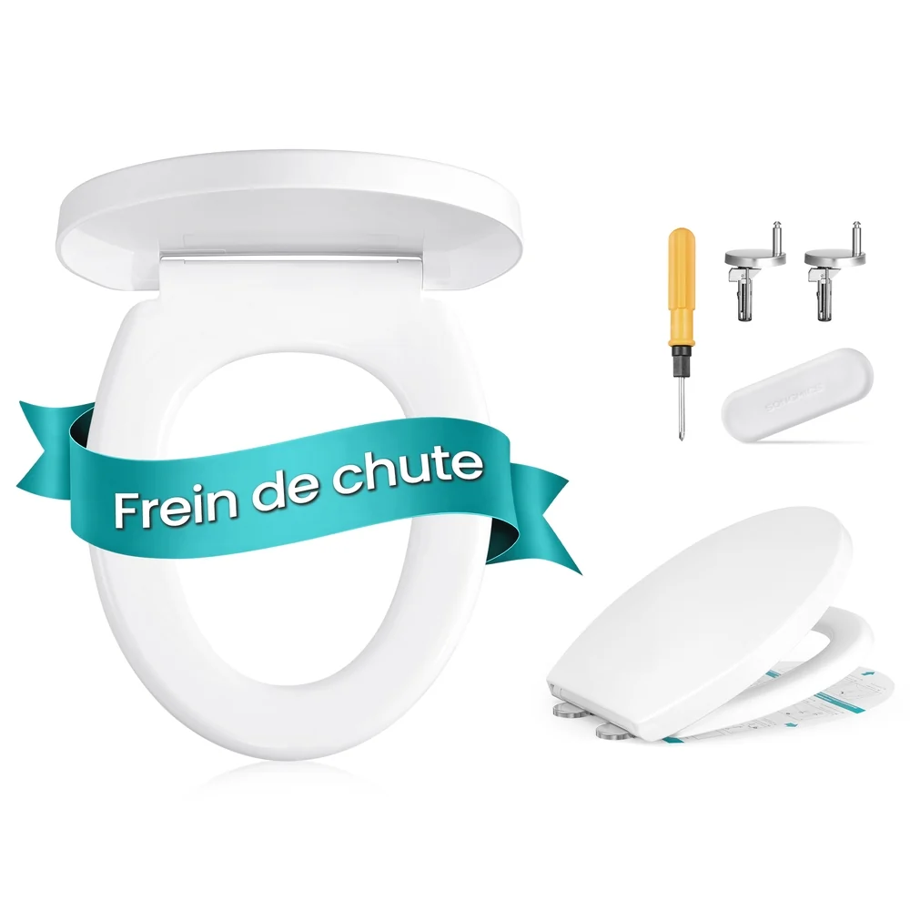 Abattant WC silencieux avec poignée et fixation rapide