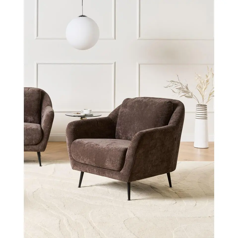 EIBY - Fauteuil - Donkerbruin - Chenille