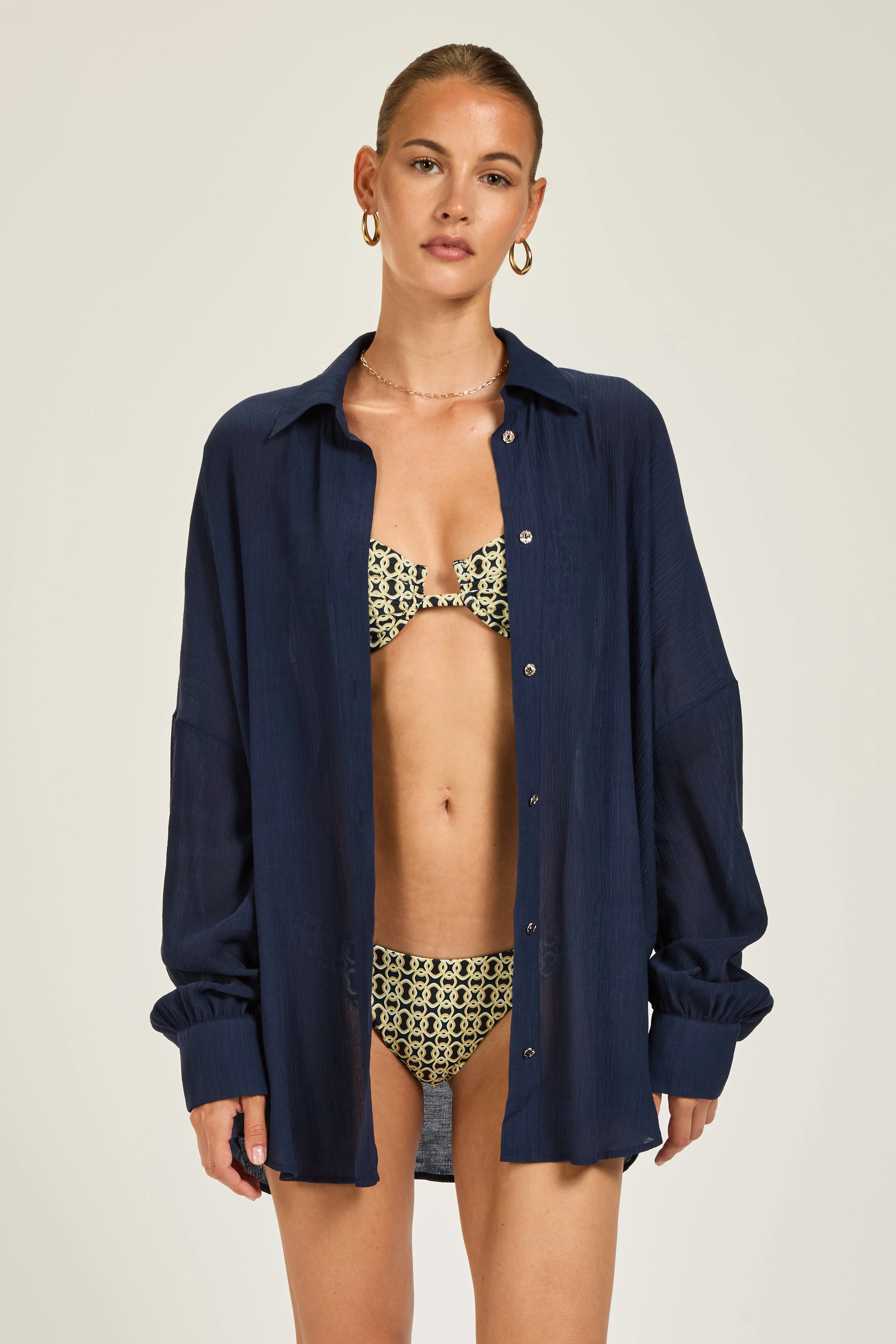 Maldives Shirt - French Navy Crinkle