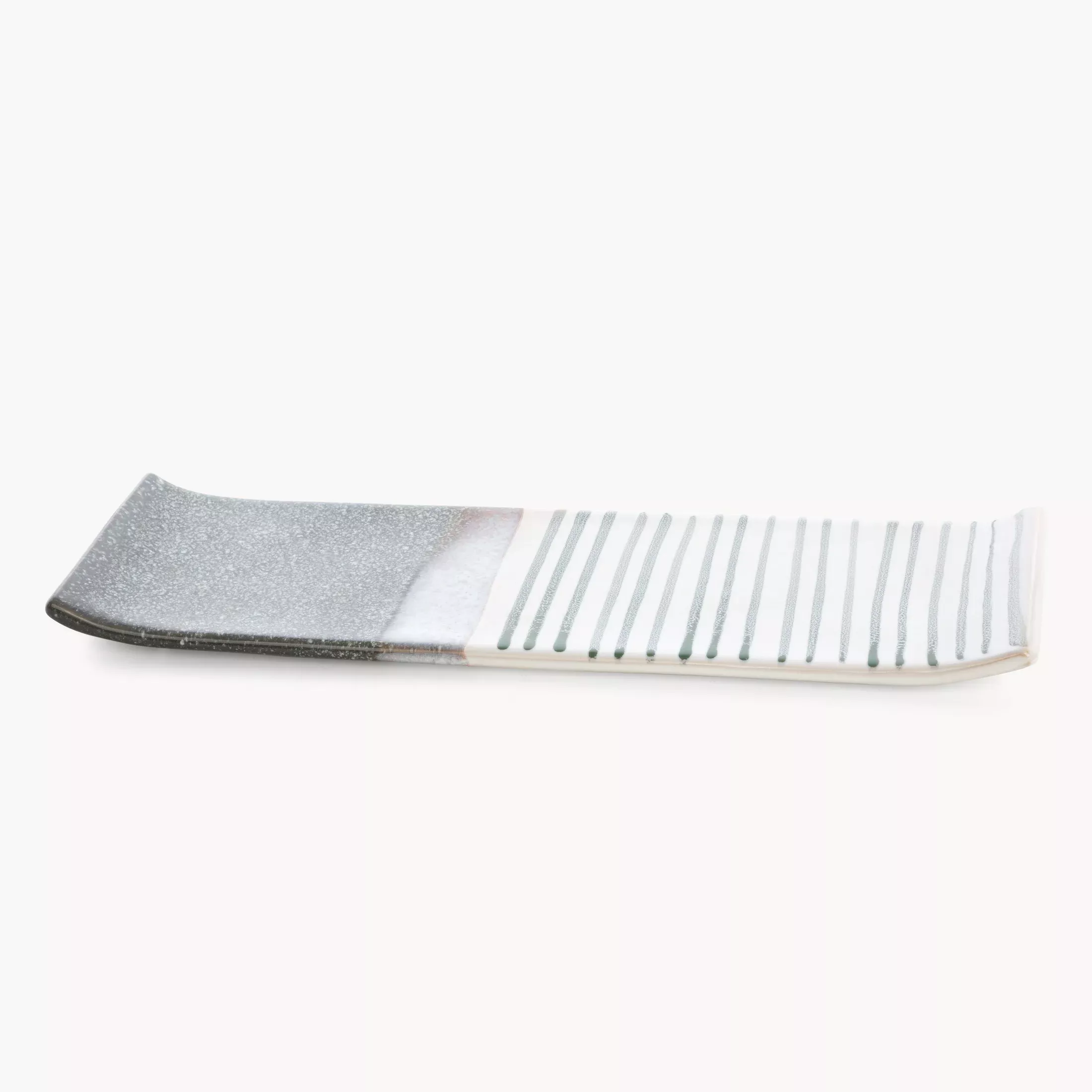 Patera dekoracyjna biało, popielata 39x12x3 cm VIKI