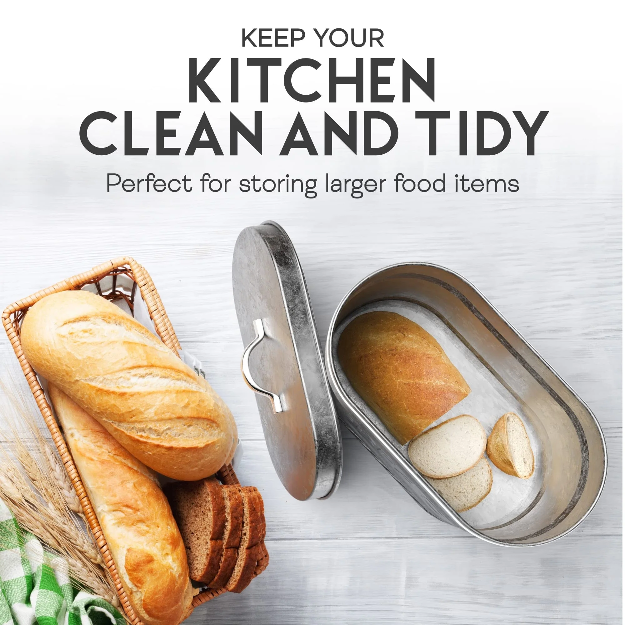 Amici Home Rustic Kitchen Galvanized Metal Bread Storage Bin 288 oz