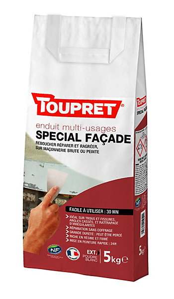Enduit tous travaux spécial façade en poudre Toupret 5kg