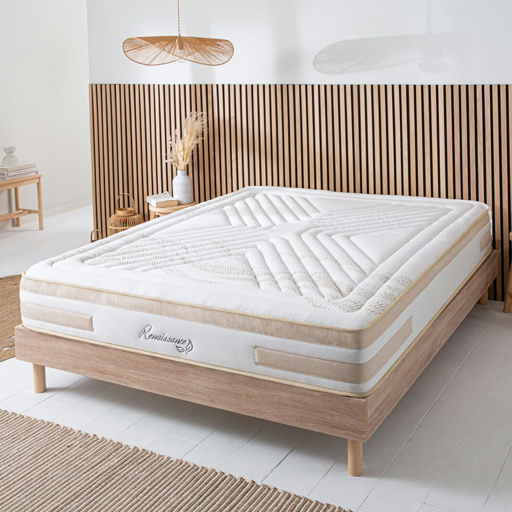 RENNAISSANCE - Ensemble matelas à Mémoire de forme et sommier bois 90x200