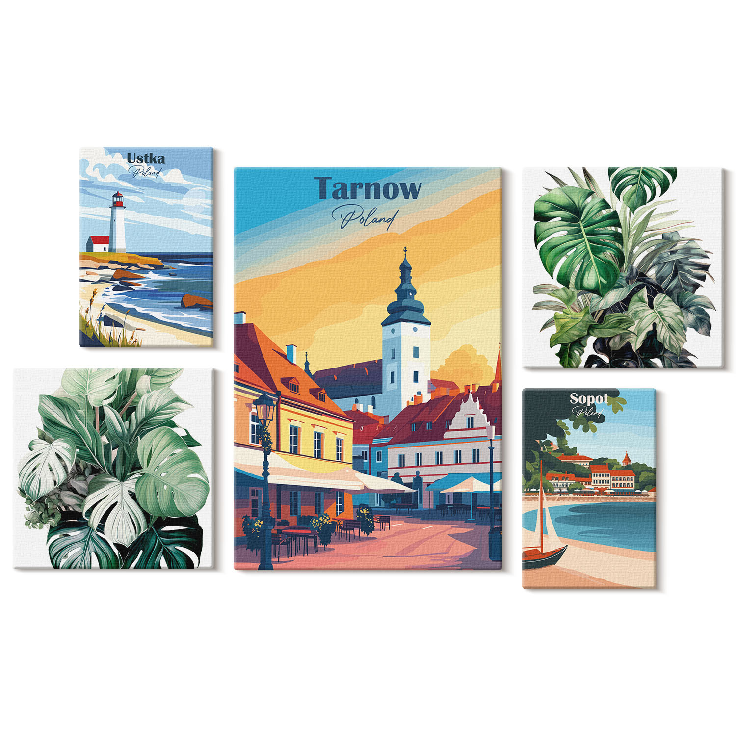 Obraz canvas 5 części Polskie miasta|20x30, 30x30, 40x60|Wallfluent
