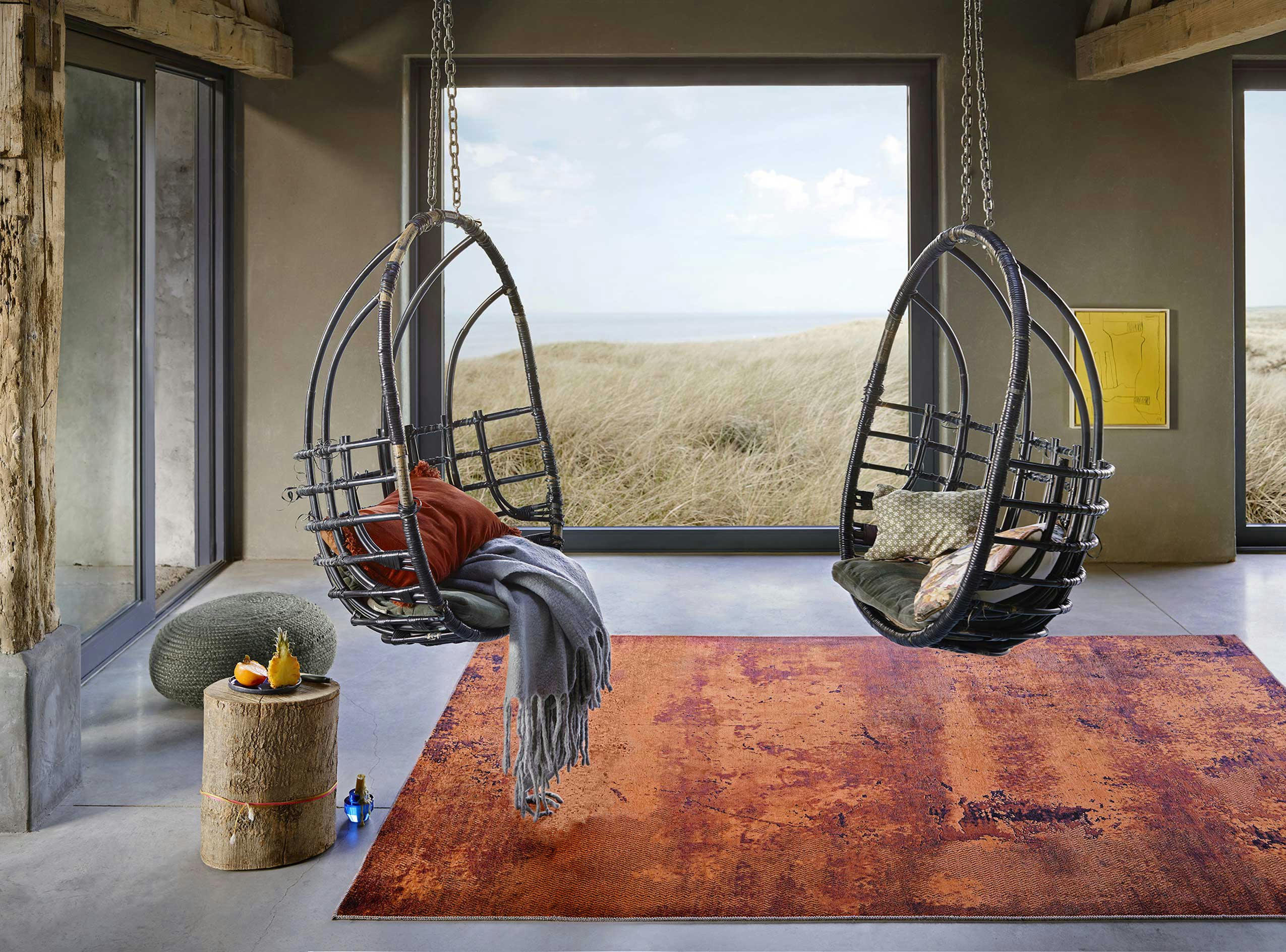 RADIATE - Tapis plat inspiration vintage tons de rouille 120x170