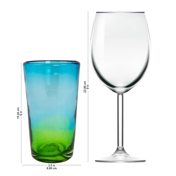 NOVICA Handmade Blown Glass Aurora Tapatia Highball Glasses , Set of 6 (Mexico) - 6*3.5