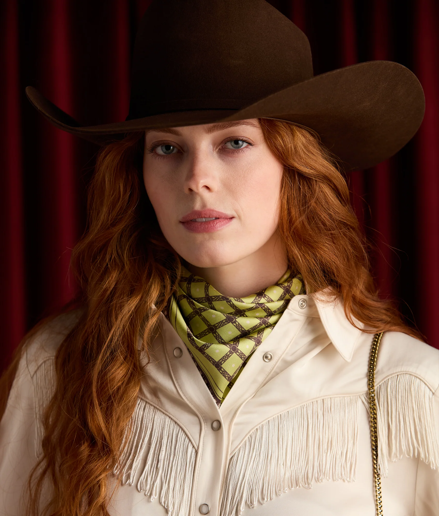 Mesa Grid Silk Scarf - Olive