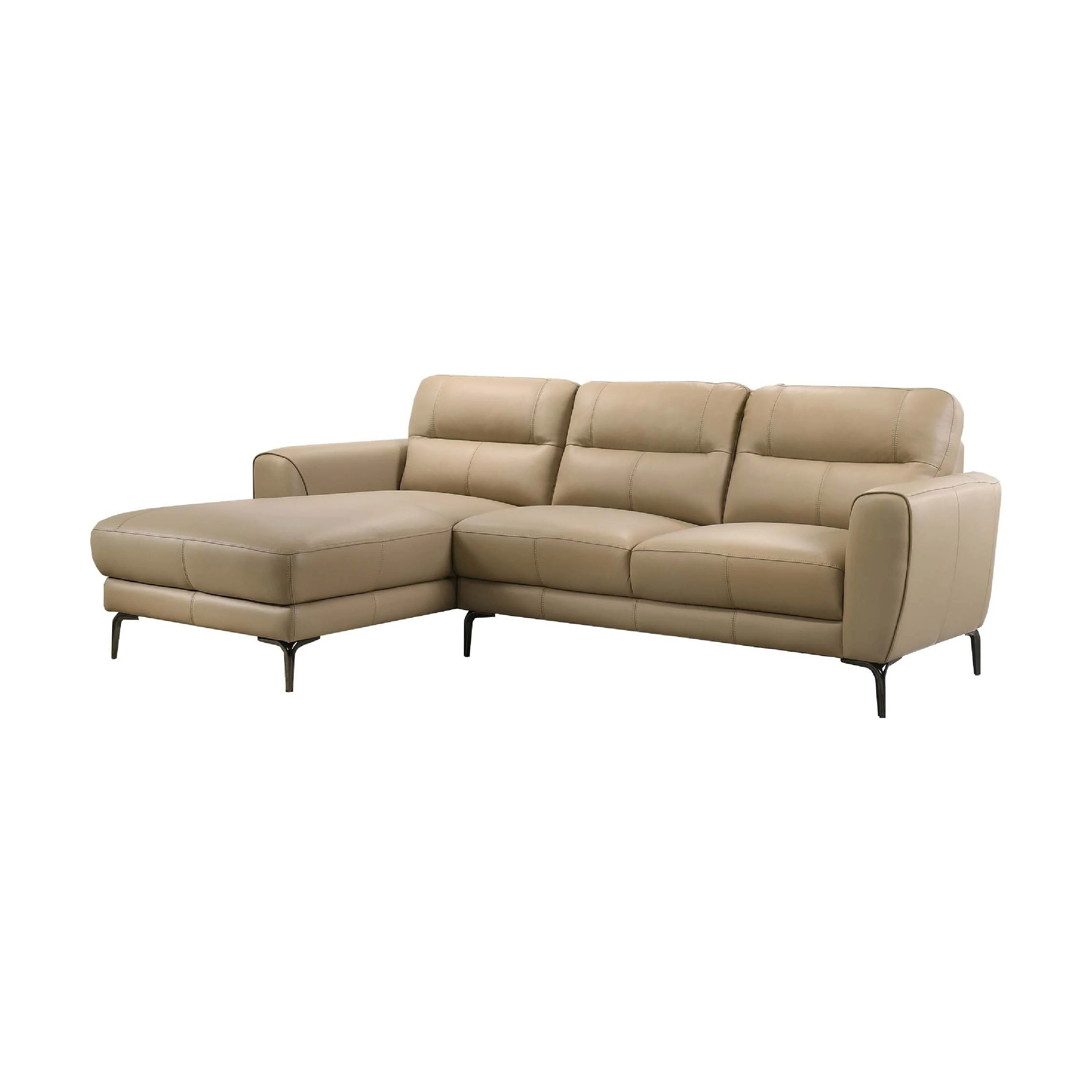 Hena 2pc Sectional Sofa w RAF Chaise, Modern Style Beige Full Leather