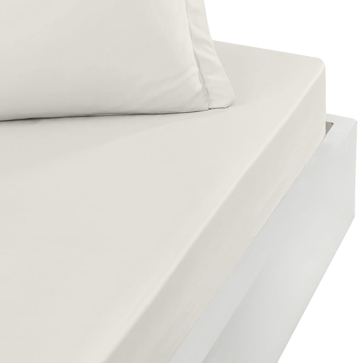 SOFT PERCALE - Drap housse en percale bonnet 40cm Ecru 160x200 cm