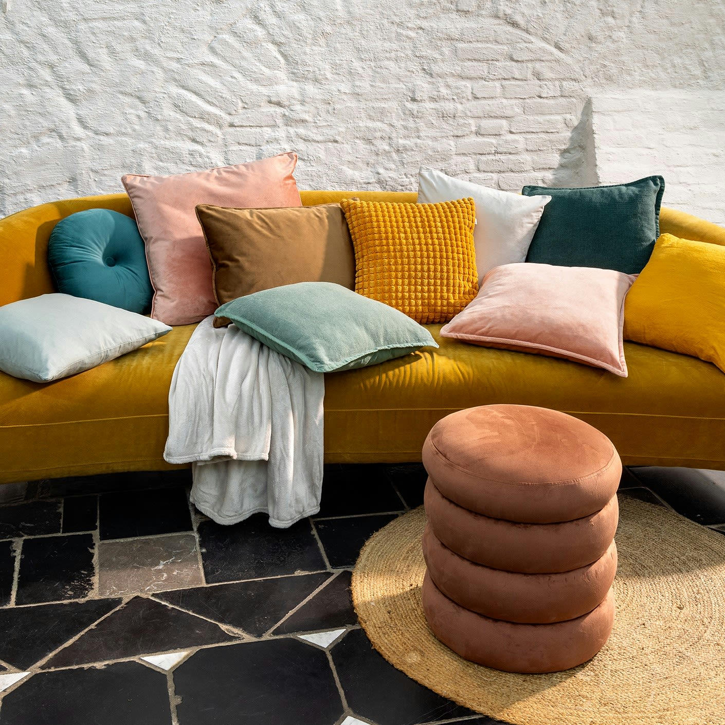 - Housse de coussin vert en coton-45x45 cm uni