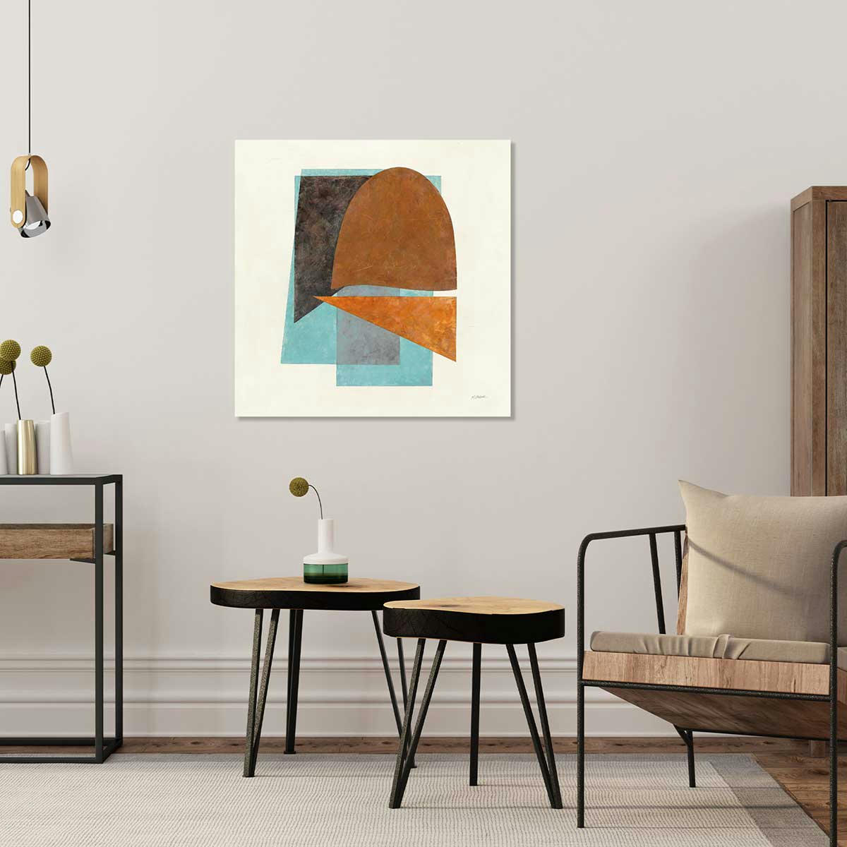 - Tableau Quintet turquoise imprimé sur toile 80x80cm